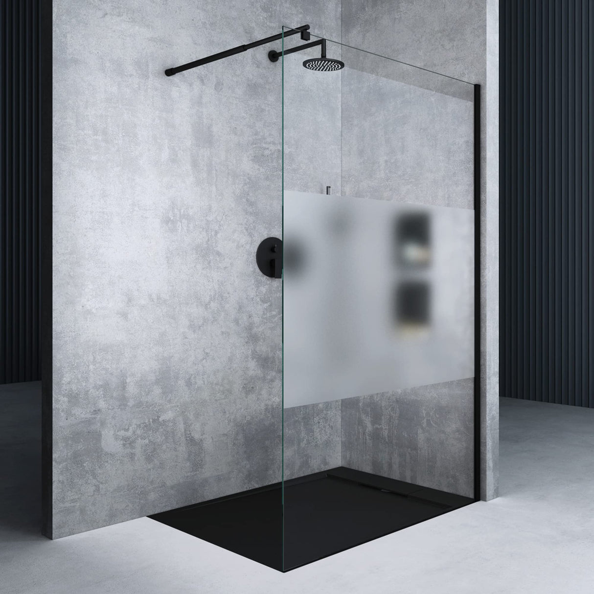 glasvilla Duschwand para ducha Duschabtrennung Walk-In ESG-Sicherheitsglas 8mm NANO Glas BRAM1&BRAM3 Bremen1 Schwarz