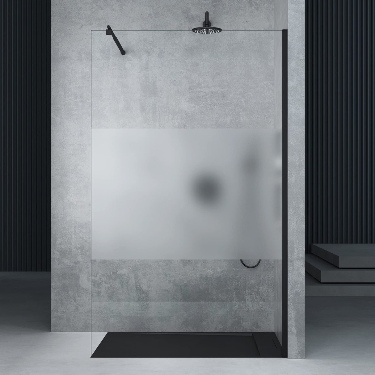 glasvilla Duschwand für Dusche Duschabtrennung Walk-In ESG-Sicherheitsglas 10mm NANO Glas BRAM1&BRAM3 Bremen2 Schwarz