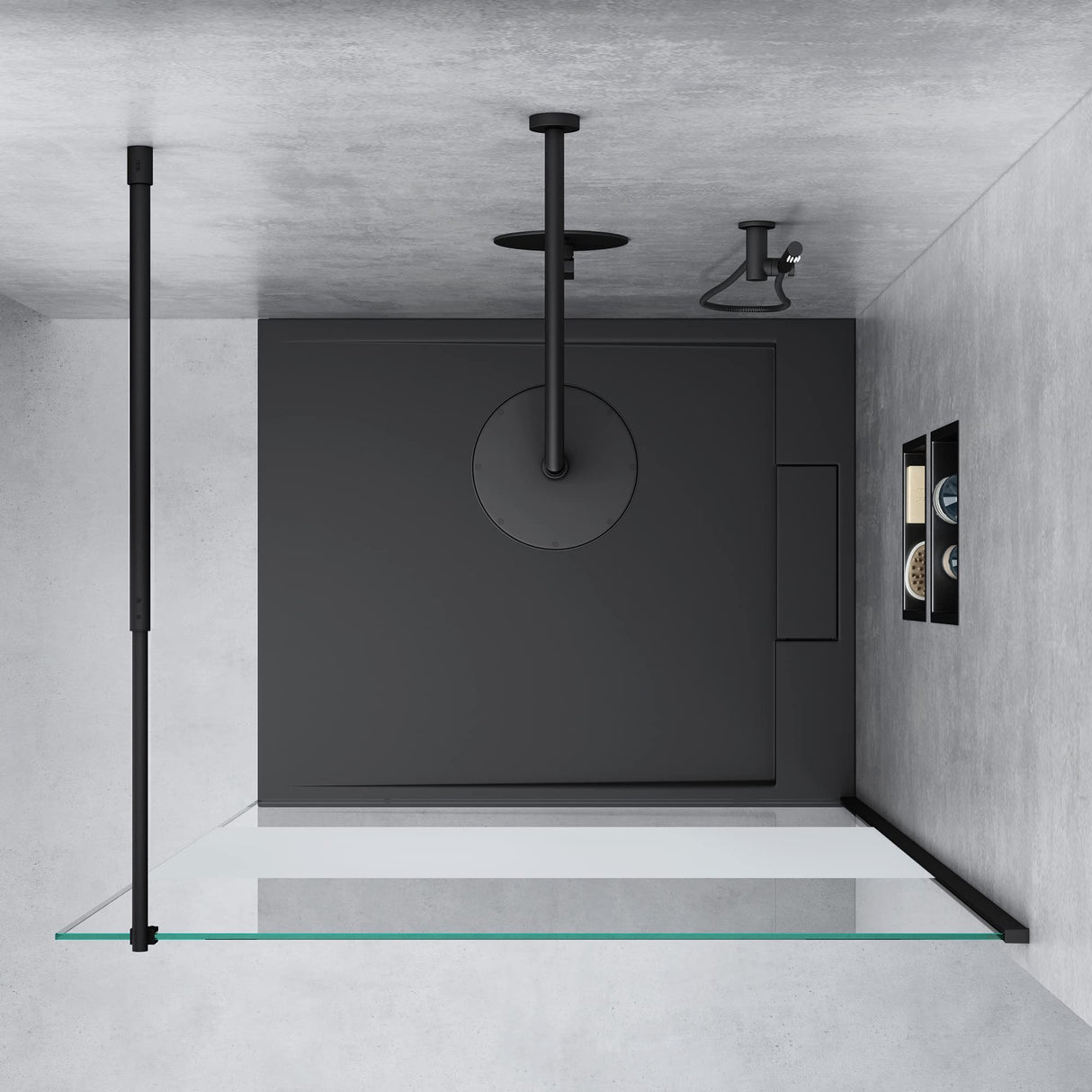 glasvilla Duschwand für Dusche Duschabtrennung Walk-In ESG-Sicherheitsglas 10mm NANO Glas BRAM1&BRAM3 Bremen2 Schwarz