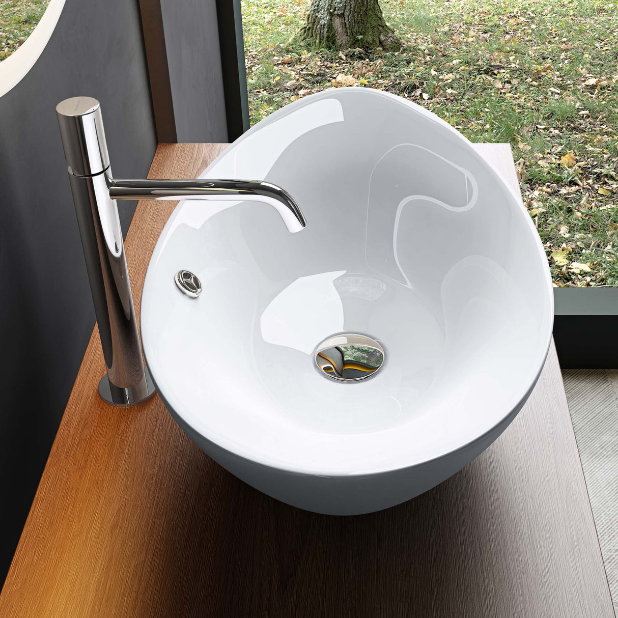 glasvilla Waschbecken Aufsatzwaschbecken Oval aus Keramik 59x38cm Waschschale Waschtisch mit Nano-Beschichtung Br818