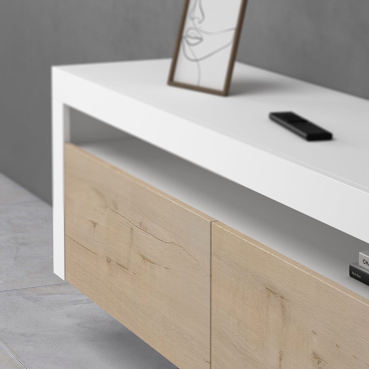 glasvilla mueble de televisión TV Schrank Lowboard Hängeschrank 2 puertas con Soft-Close mesa de televisión para sala de estar BTH: 160x40x46 cm Fernsehschrank01