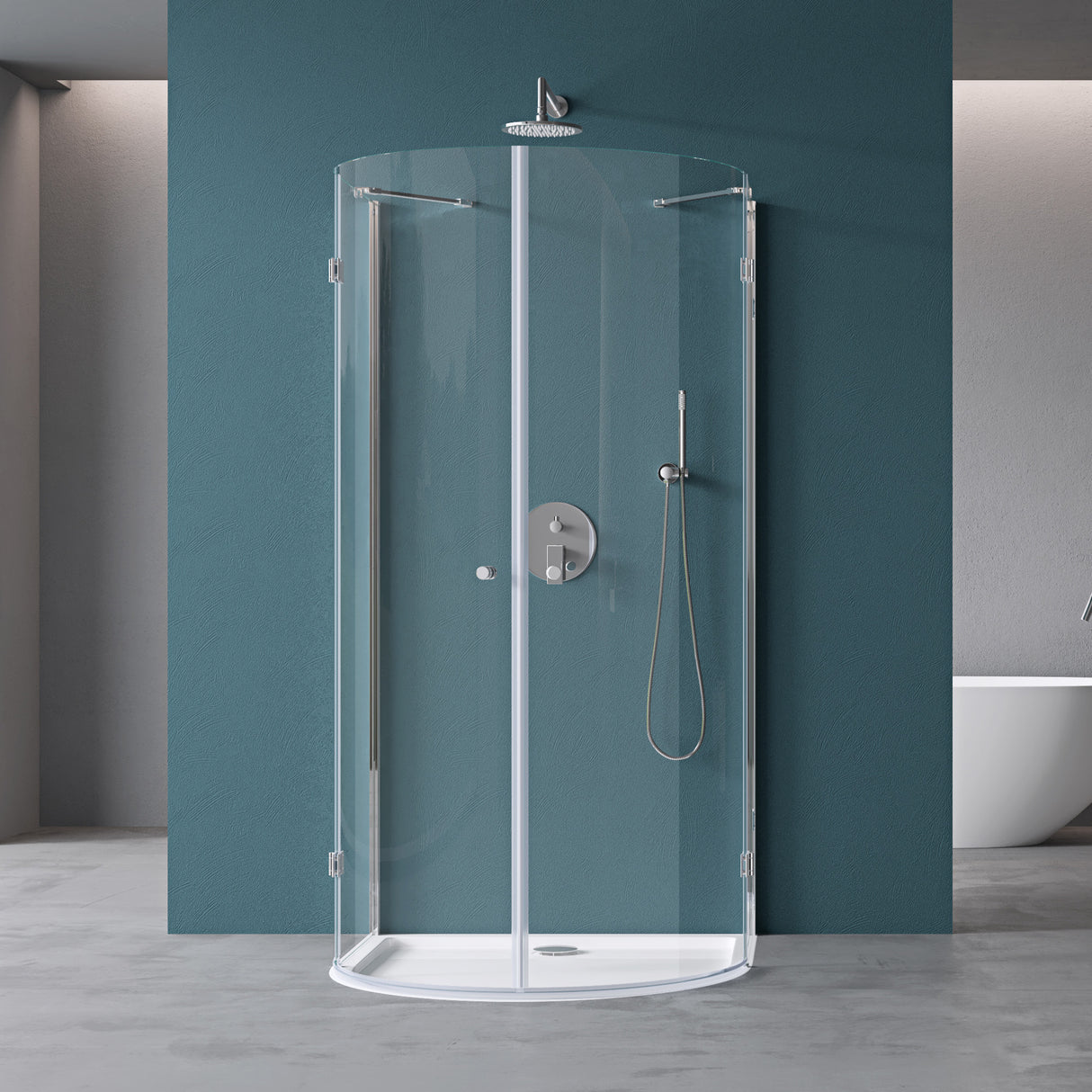 glasvilla Duschkabine U Form Dusche semicircular 6mm ESG-Sicherheitsglas con Easy-Clean Nano-Beschichtung Ravenna03