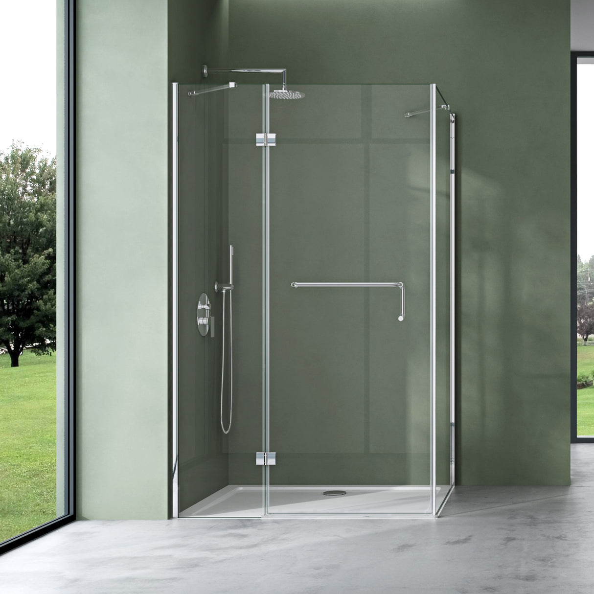 glasvilla Box Doccia in Vetro 6mm Box Cabina Doccia Angolare in Vetro di Sicurezza ESG Temperato con Porta Girevole Box Doccia con Rivestimento Nano R04k