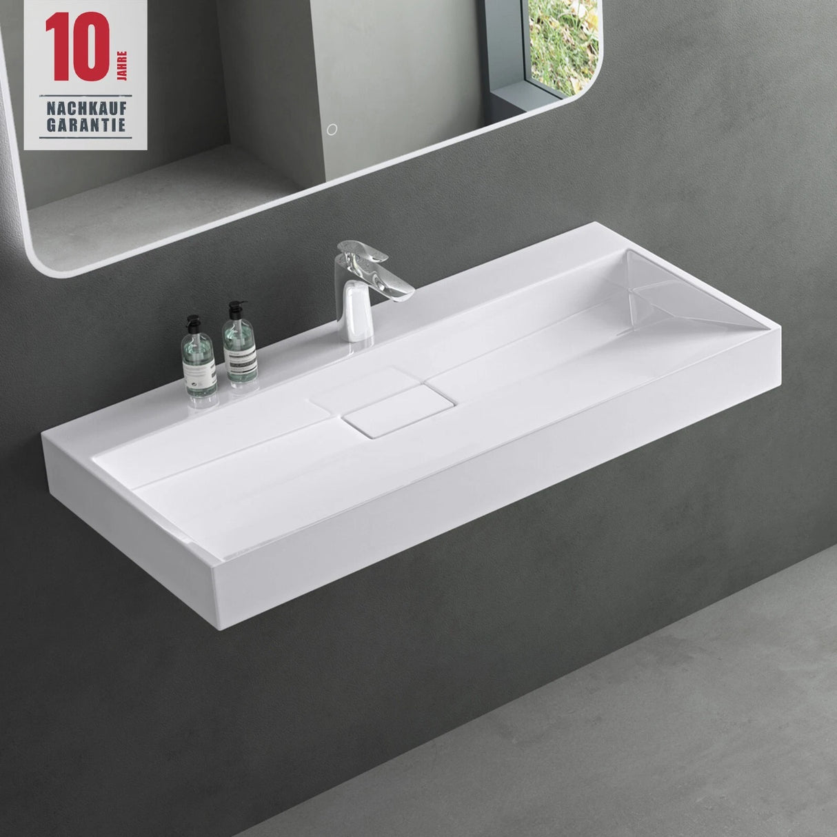 Lavabo Glasvilla Col19 Mineralguss moderno con válvula incluida
