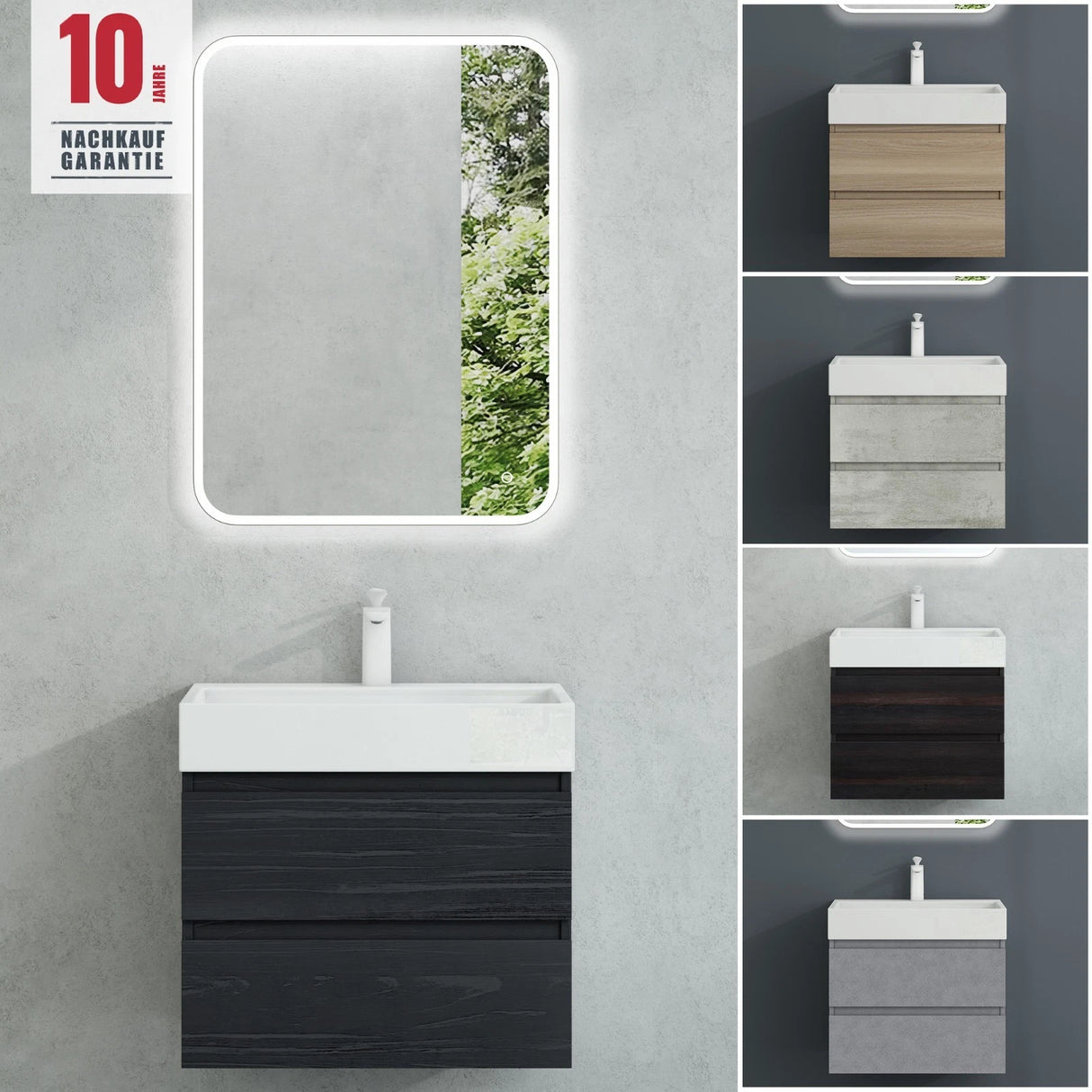 glasvilla Mobile Bagno Sospeso con 2 Cassetti Include Lavabo Mobile da Bagno con Lavabo Verona