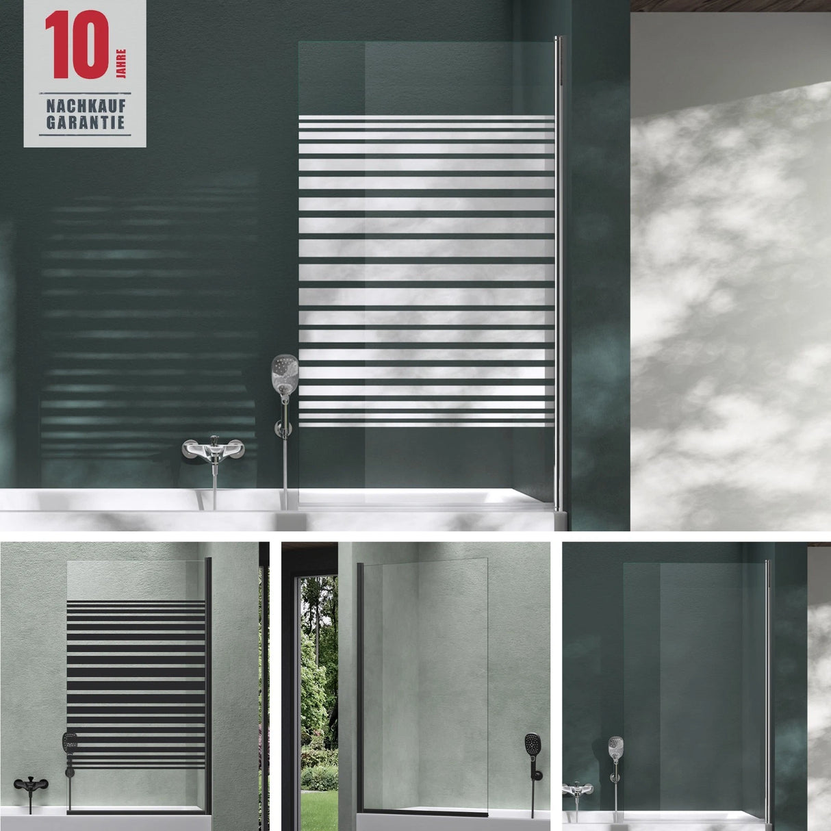 glasvilla Parete Vasca da Bagno Doccia 80x140cm, Parete Sopravasca Doccia in Vetro di Sicurezza Apertura 180° con Nano Rivestimenti e Guarnizione Cortona201
