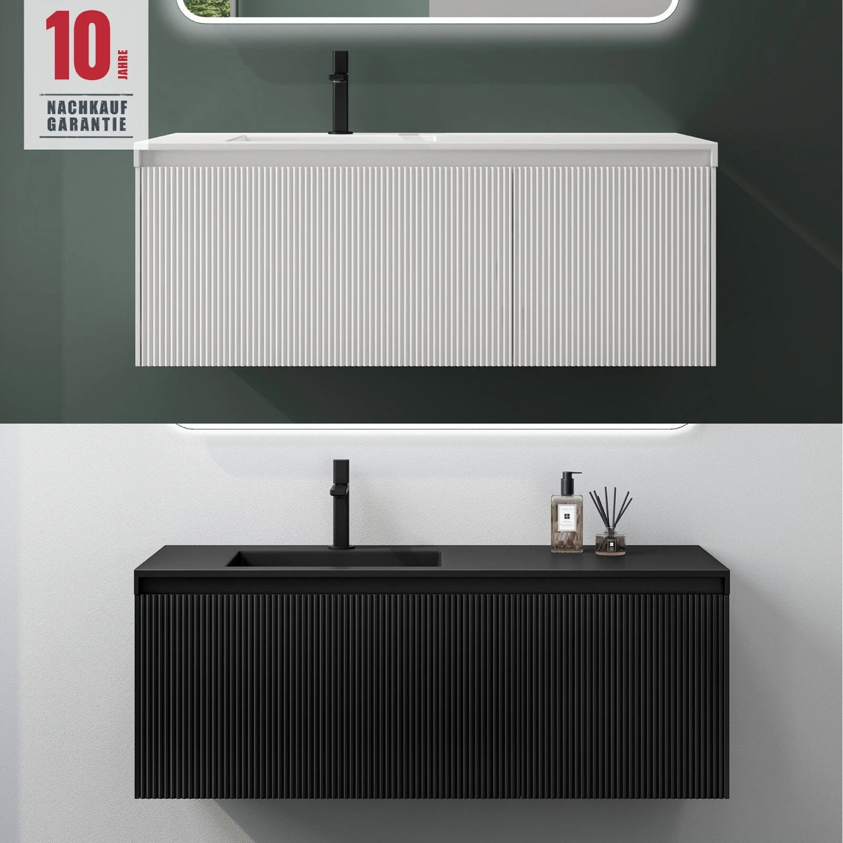 glasvilla Mobile Bagno Sospeso 120cm Mobiletto da Bagno con Cassetto di Soft-close Mobile da Bagno Include Lavabo Marmo fuso Santa