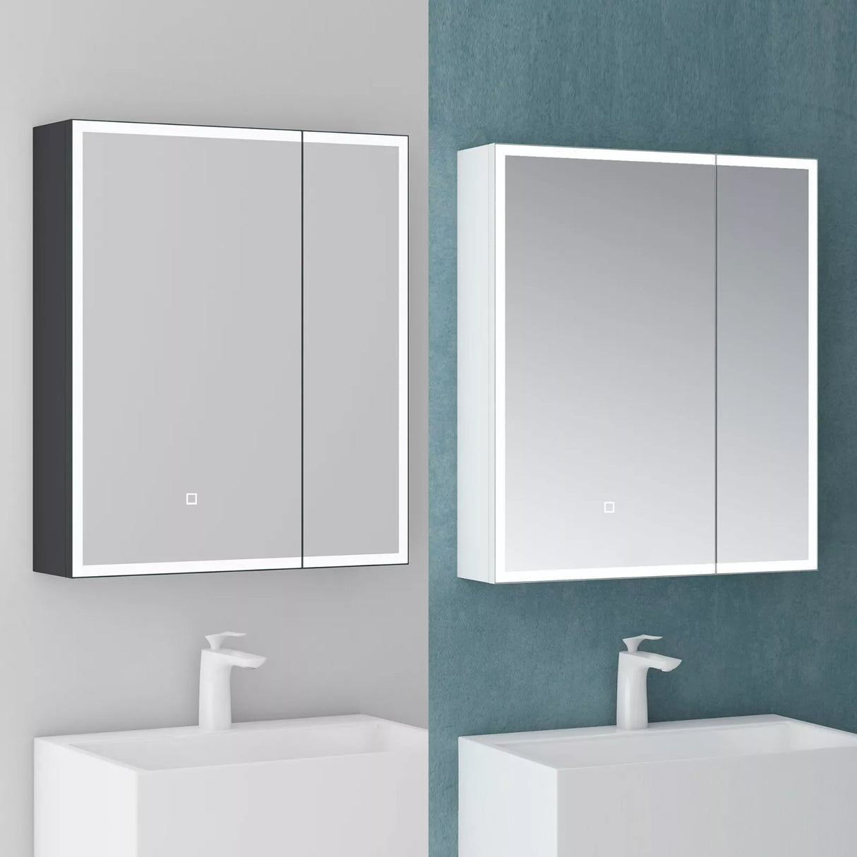 glasvilla Armadietto a Specchio con Luce Specchio con Pensile per Bagno con Luce LED Mobiletto da Bagno con Illuminazione a LED Spiegelschrank-04