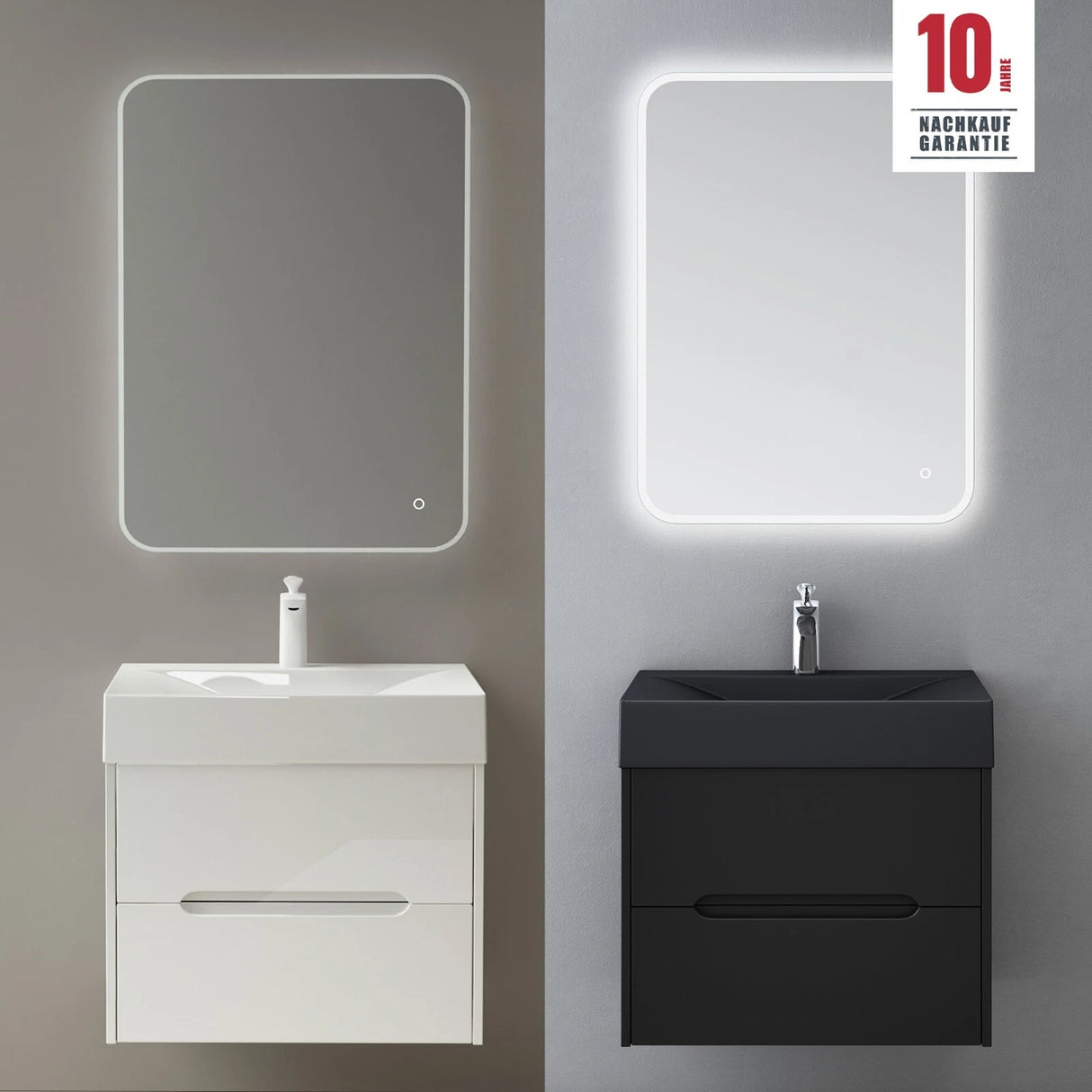 glasvilla Mobile Bagno Sospeso con Cassetti di Soft-close Mobiletto da Bagno con Lavabo da Marmo fuso Yoga