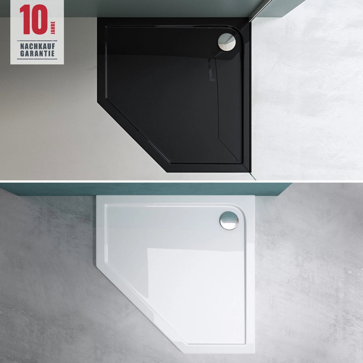 glasvilla Piatto Doccia in Acrilico Piatto Doccia Pentagonale Altezza di 4cm, Faro5