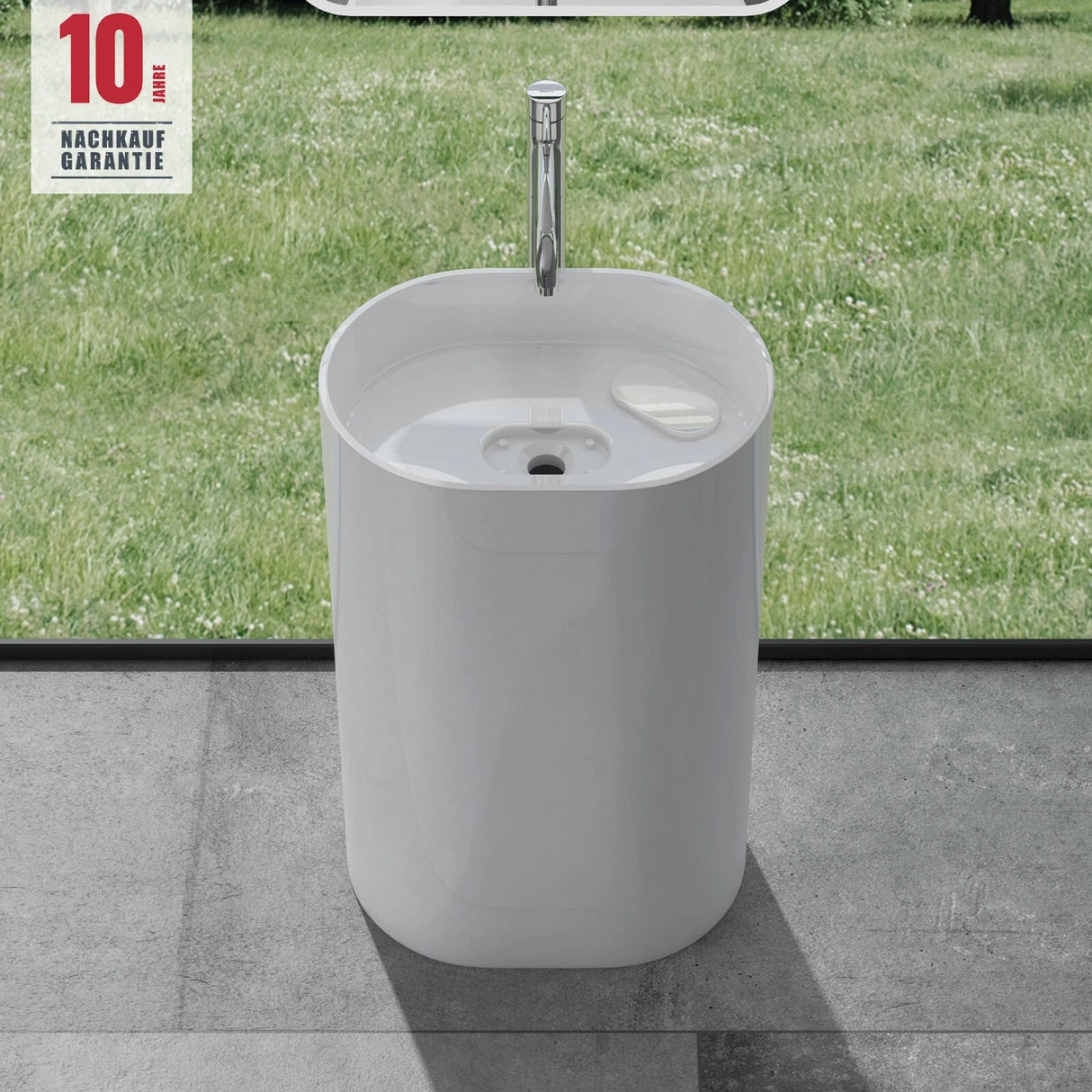 glasvilla Design Standwaschbecken freistehend Col45 weiß, aus Mineralguss, Waschtisch, BTH: 52x38x85cm