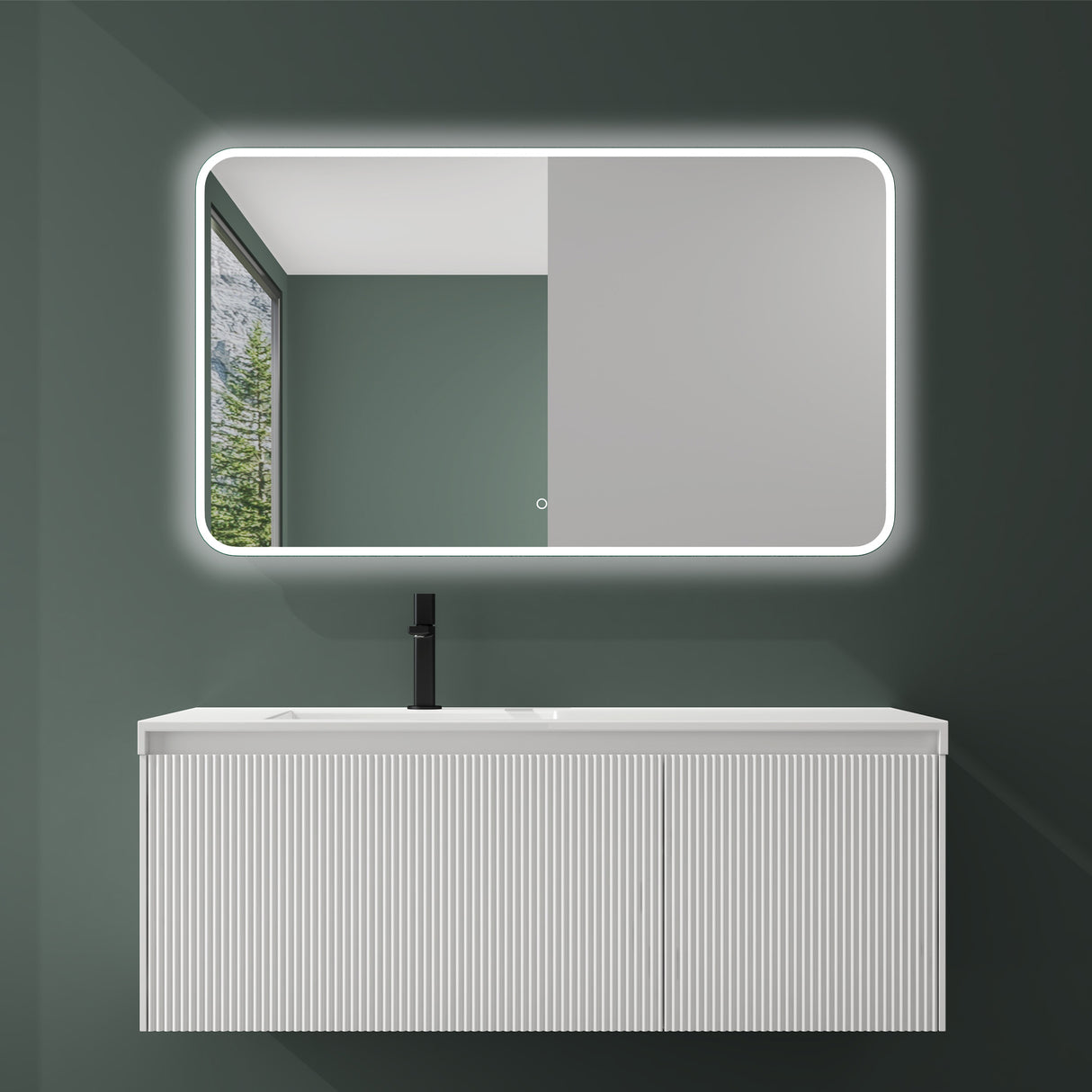 glasvilla Mobile Bagno Sospeso 120cm Mobiletto da Bagno con Cassetto di Soft-close Mobile da Bagno Include Lavabo Marmo fuso Santa