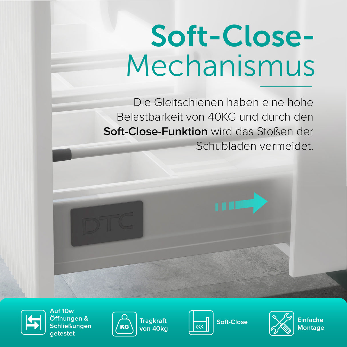 glasvilla Mobile Bagno Sospeso 120cm Mobiletto da Bagno con Cassetto di Soft-close Mobile da Bagno Include Lavabo Marmo fuso Santa