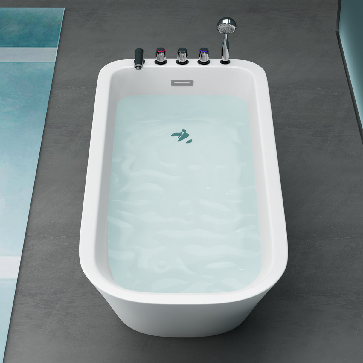 Baignoire îlot rectangulaire en acrylique sanitaire Glasvilla avec accessoires, baignoire sur pied Vicenza601