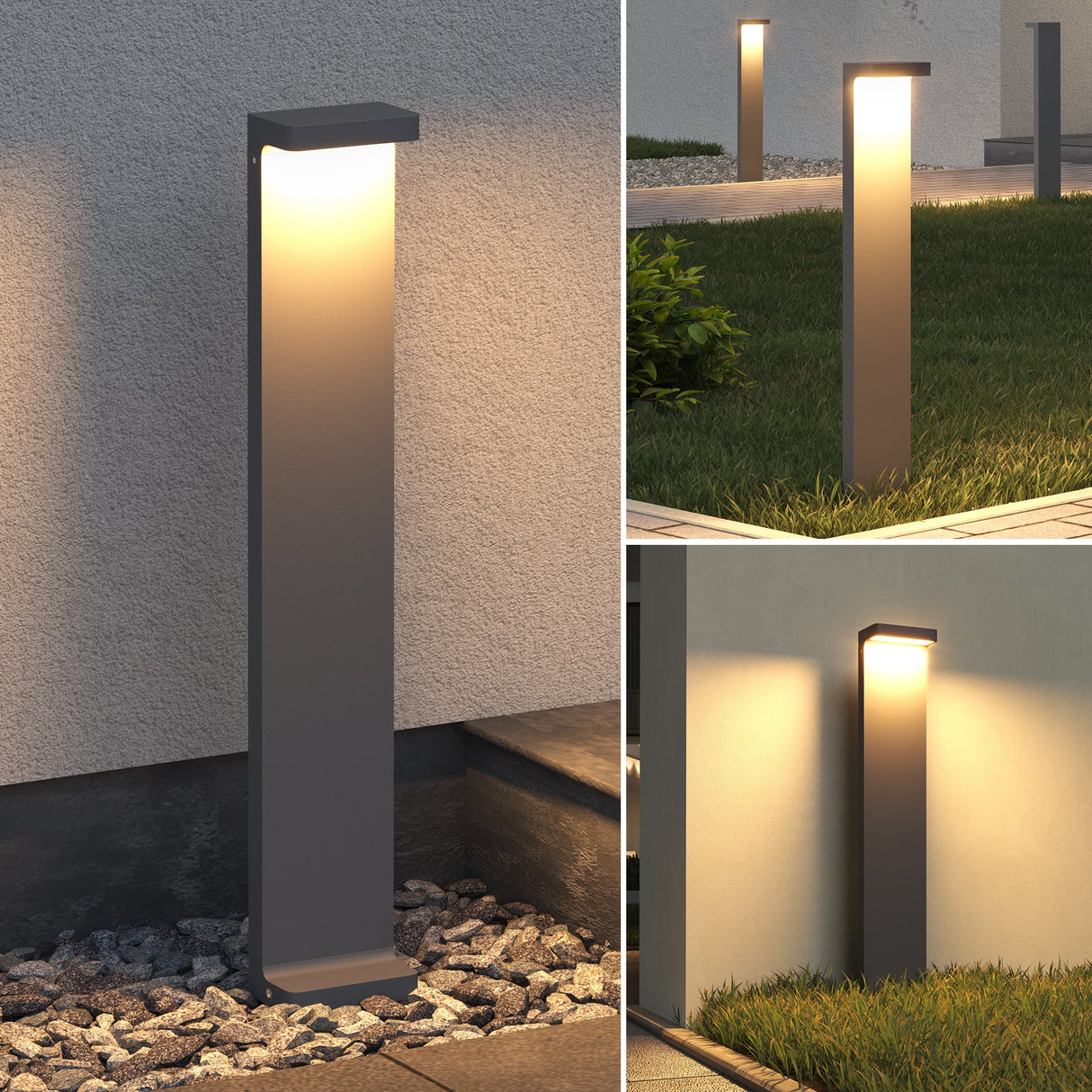 Lampe d'extérieur glasvilla 10x6x60cm IP65 éclairage de chemin extérieur | Borne lumineuse pour jardin, lampadaire 3000K, lampe de jardin | Lampadaire d'extérieur 6W LumaTorch 