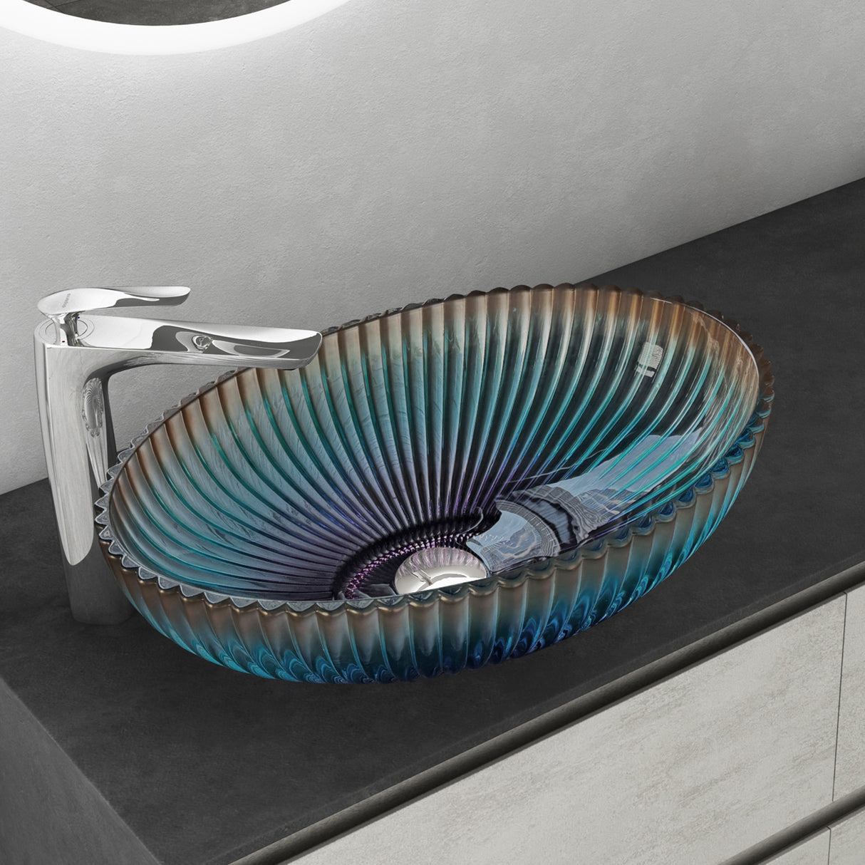 lavabo Glasvilla en verre, vasque à poser, lavabo ovale