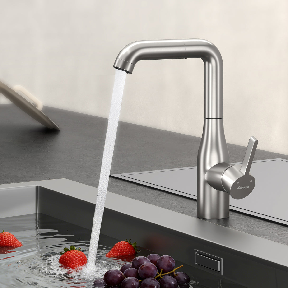 glasvilla Rubinetto per Cucina, 2 Modalità con Doccetta Estraibile, Rubinetto Lavello Cucina in Acciaio Inossidabile 304 con Cartuccia Ceramica, Tubi e Accesorri, Turnix-04
