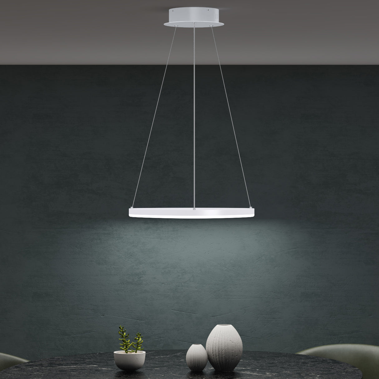 glasvilla Pendelleuchte 50cm LED Hängelampe Dynamisches Wellendesign 3000K/4000K/6000K Verstellbares Kabel 16W Hängeleuchte für Esszimmer Wohnzimmer Schlafzimmer