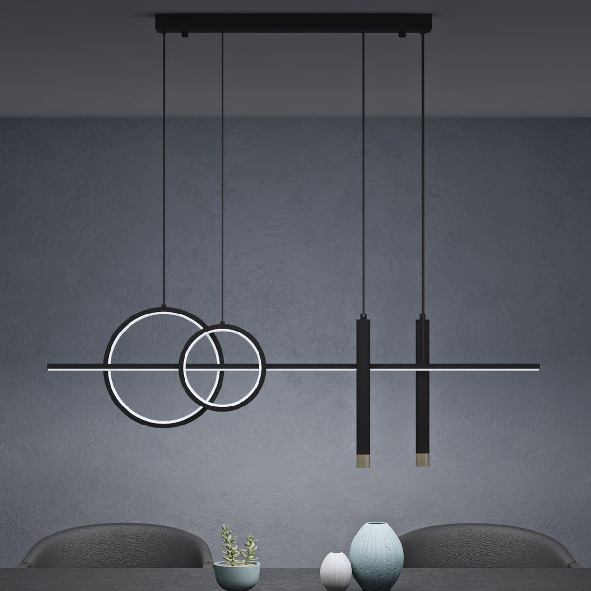 glasvilla Pendelleuchte 100cm LED Hängelampe Linear design 3000K/4000K/6000K Verstellbares Kabel 38W Hängeleuchte für Esszimmer Wohnzimmer Schlafzimmer