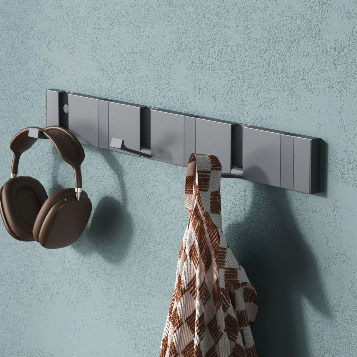 glasvilla Wandgarderobe Wandhaken aus Aluminium Garderobe mit klappbaren Haken Garderobenleiste Garderobenhaken Kleiderhaken