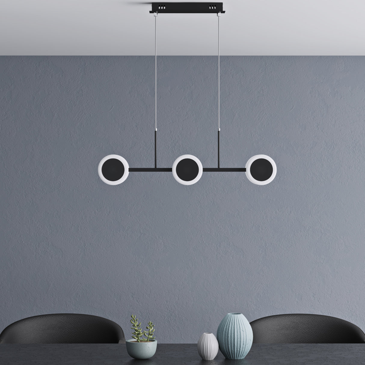 glasvilla Pendelleuchte 70cm LED Hängelampe Dimmbar mit Fernbedienung 3000K/4000K/6000K Verstellbares Kabel 24W matt Schwarz Hängeleuchte für Esszimmer Wohnzimmer Schlafzimmer