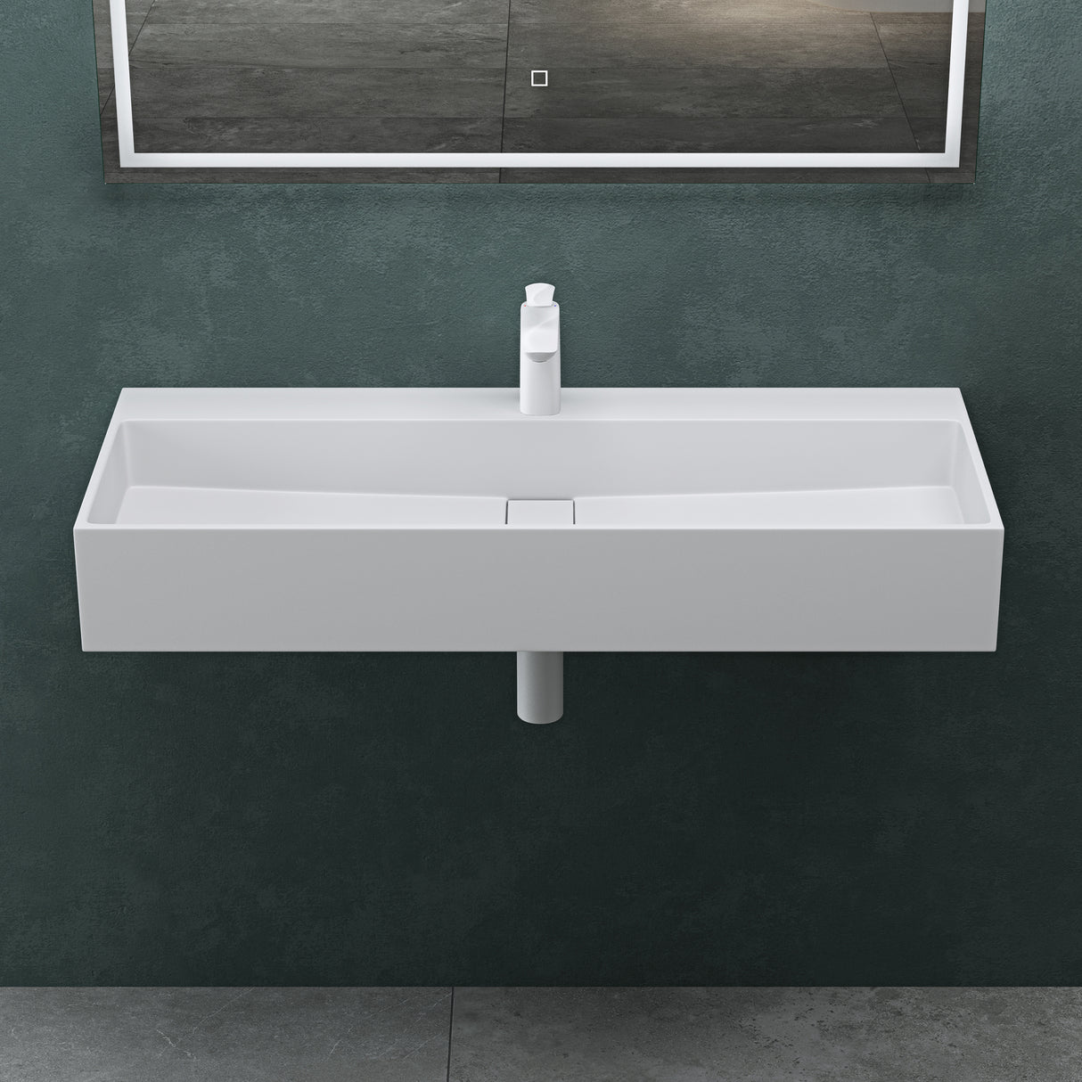 Lavabo à poser Glasvilla, lavabo suspendu en matériau minéral moulé avec trou de robinetterie Col6028