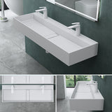 Lavabo à poser Glasvilla, lavabo suspendu en matériau minéral moulé avec trou de robinetterie Col6028