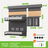 glasvilla Porta Spezie con Supporto per Cellulare o Porta Rotolo, Porta Coperchi a 3 Livelli e Porta Mestoli con 5 Ganci da Cucina, da Appendere con Guide, Reglo-09-12