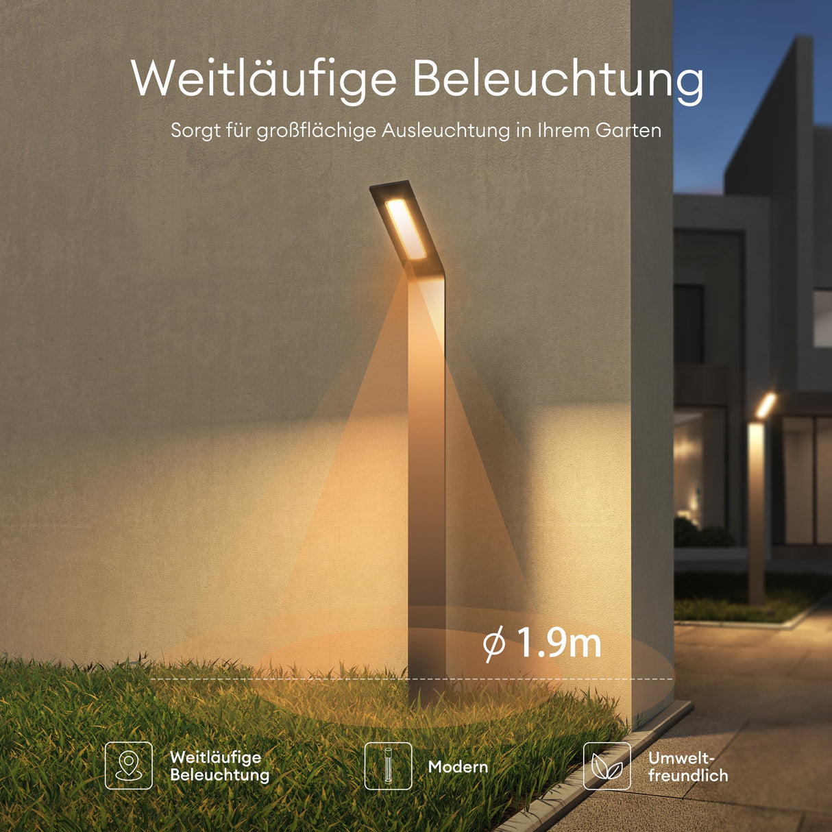 éclairage extérieur glasvilla IP65 éclairage de chemin extérieur | Borne lumineuse pour jardin, lampadaire 3000K, lampe de jardin | Lampe d'extérieur lampadaire 6W Scout 