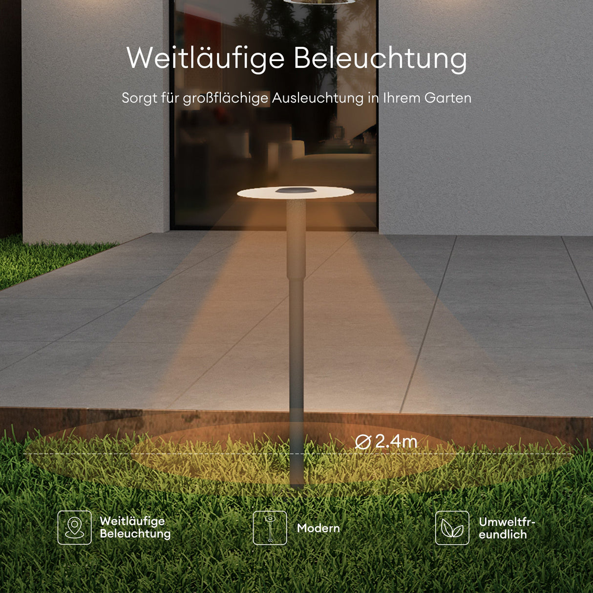 Luminaire extérieur glasvilla ⌀300xH804mm IP65 éclairage de chemin extérieur | Borne lumineuse pour jardin, lampadaire 3000K, lampe de jardin | Lampadaire d'extérieur 6W StellaeLights 