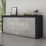 Buffet de rangement Glasvilla LTH : 167x36x70 cm avec 2 armoires et 4 tiroirs commode armoire polyvalente meuble cabinet03