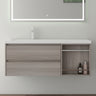 glasvilla Badmöbel-Set Waschtisch mit Unterschrank mineralguss Waschbecken-Unterschrank 120x46x49cm Open