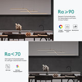 glasvilla Pendelleuchte 105cm LED Hängelampe Linear design 3000K/4000K/6000K Verstellbares Kabel 18W Hängeleuchte für Esszimmer Wohnzimmer Schlafzimmer