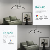 glasvilla Pendelleuchte 90cm LED Hängelampe Dynamisches Wellendesign 3000K/4000K/6000K Verstellbares Kabel 30W Schwarz Hängeleuchte für Esszimmer Wohnzimmer Schlafzimmer