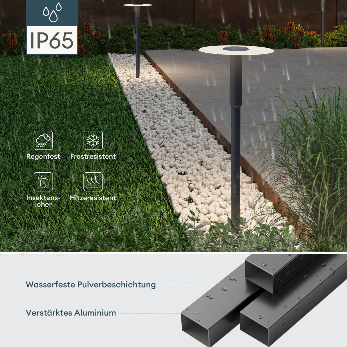Luminaire extérieur glasvilla ⌀300xH804mm IP65 éclairage de chemin extérieur | Borne lumineuse pour jardin, lampadaire 3000K, lampe de jardin | Lampadaire d'extérieur 6W StellaeLights 