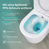 WC suspendu Glasvilla, sans bride, en céramique blanche, avec mécanisme de fermeture amortie