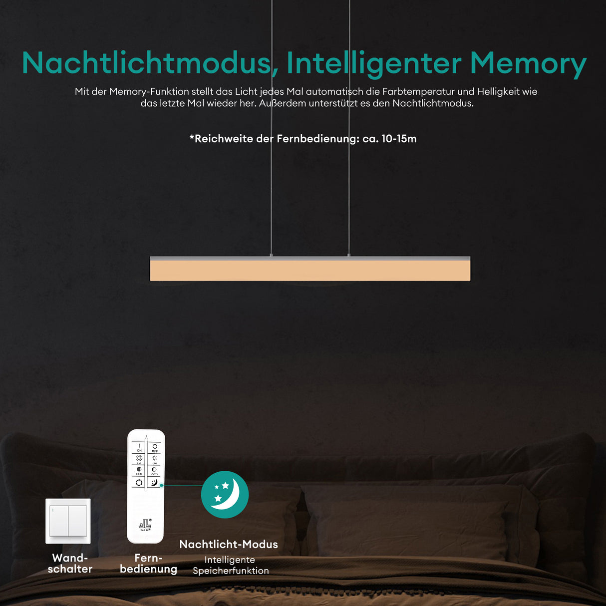 Suspension Glasvilla LED à intensité variable avec télécommande et câble réglable pour salle à manger, salon, chambre à coucher 