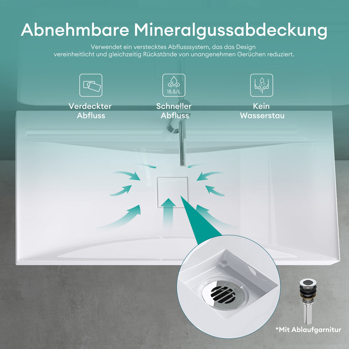 glasvilla Waschbecken Hängewaschtisch Aufsatzwaschschale aus Mineralguss Col810