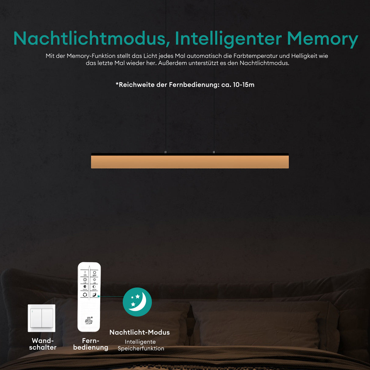 glasvilla Pendelleuchte LED Hängelampe Dimmbar mit Fernbedienung 3000K/4000K/6000K Verstellbares Kabel Hängeleuchte für Esszimmer Wohnzimmer Schlafzimmer