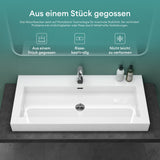 glasvilla Waschbecken Col18 Hängewaschtisch Aufsatzwaschbecken Mineralguss 1 Armaturenloch rechteckig