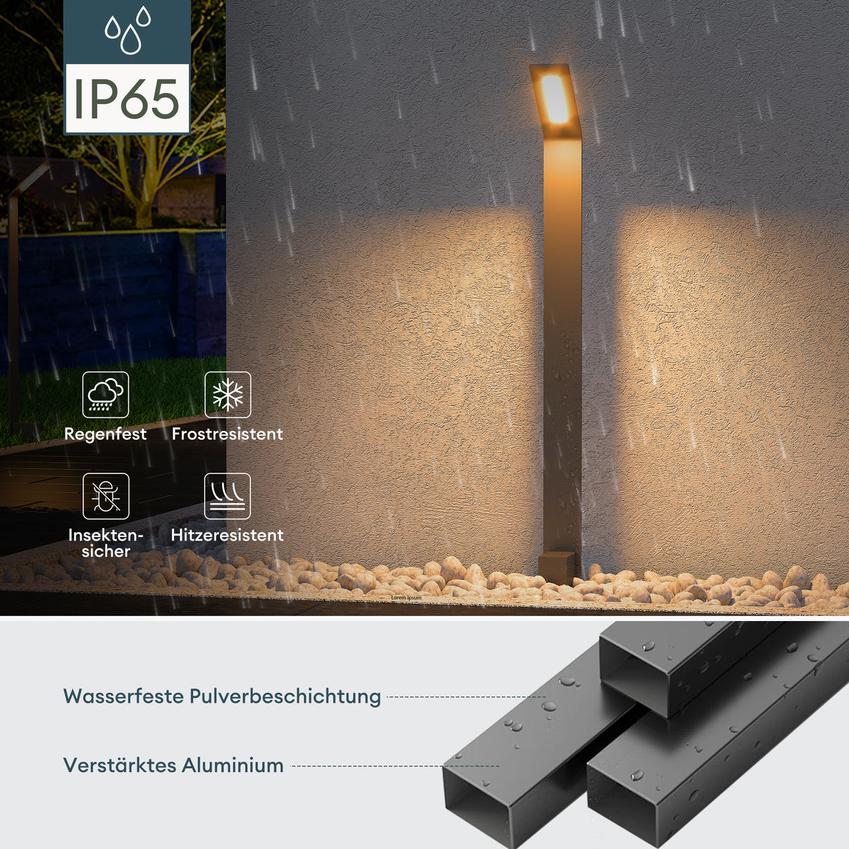 éclairage extérieur glasvilla IP65 éclairage de chemin extérieur | Borne lumineuse pour jardin, lampadaire 3000K, lampe de jardin | Lampe d'extérieur lampadaire 6W Scout 