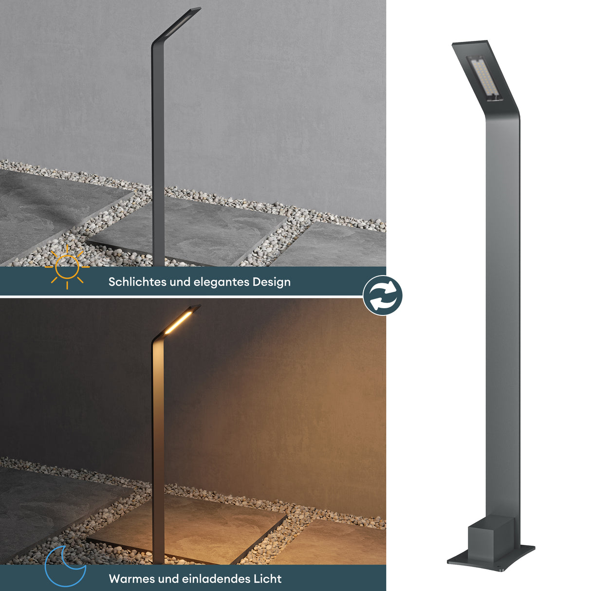 éclairage extérieur glasvilla IP65 éclairage de chemin extérieur | Borne lumineuse pour jardin, lampadaire 3000K, lampe de jardin | Lampe d'extérieur lampadaire 6W Scout 