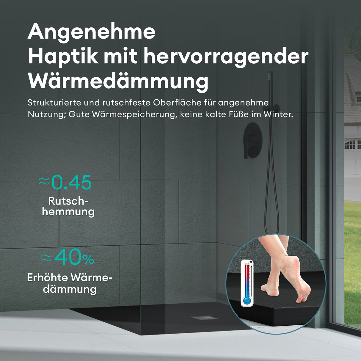 glasvilla Duschwanne Duschtasse aus Mineralguss Mineralgusswan DIN-Anschlüsse Geoma09