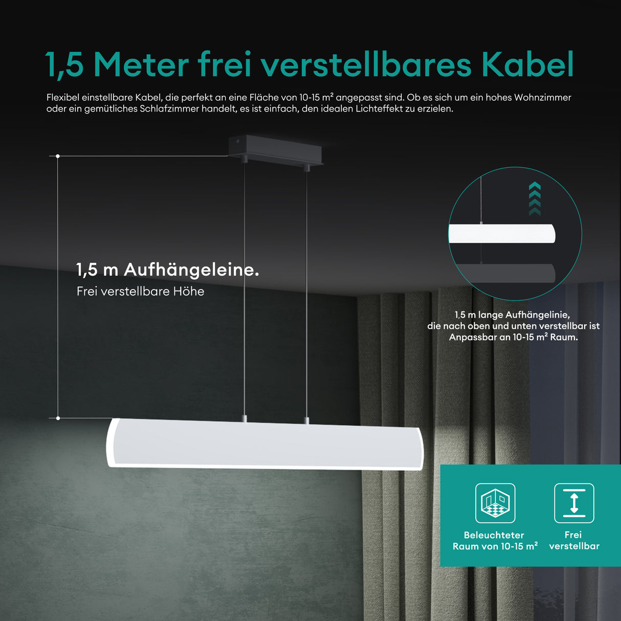 Suspension Glasvilla LED à intensité variable avec télécommande et câble réglable pour salle à manger, salon, chambre à coucher 