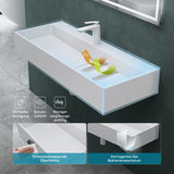 Lavabo à poser Glasvilla, lavabo suspendu en matériau minéral moulé avec trou de robinetterie Col6028