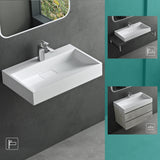 lavabo Glasvilla, lavabo à poser, lavabo suspendu, meuble vasque suspendu avec bonde, en fonte minérale, zone de vasque rectangulaire col19