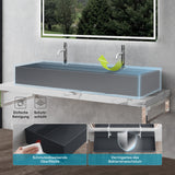 Lavabo à poser Glasvilla, lavabo suspendu en matériau minéral moulé avec trou de robinetterie Col6028