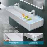 Lavabo à poser Glasvilla, lavabo suspendu en matériau minéral moulé avec trou de robinetterie Col6028