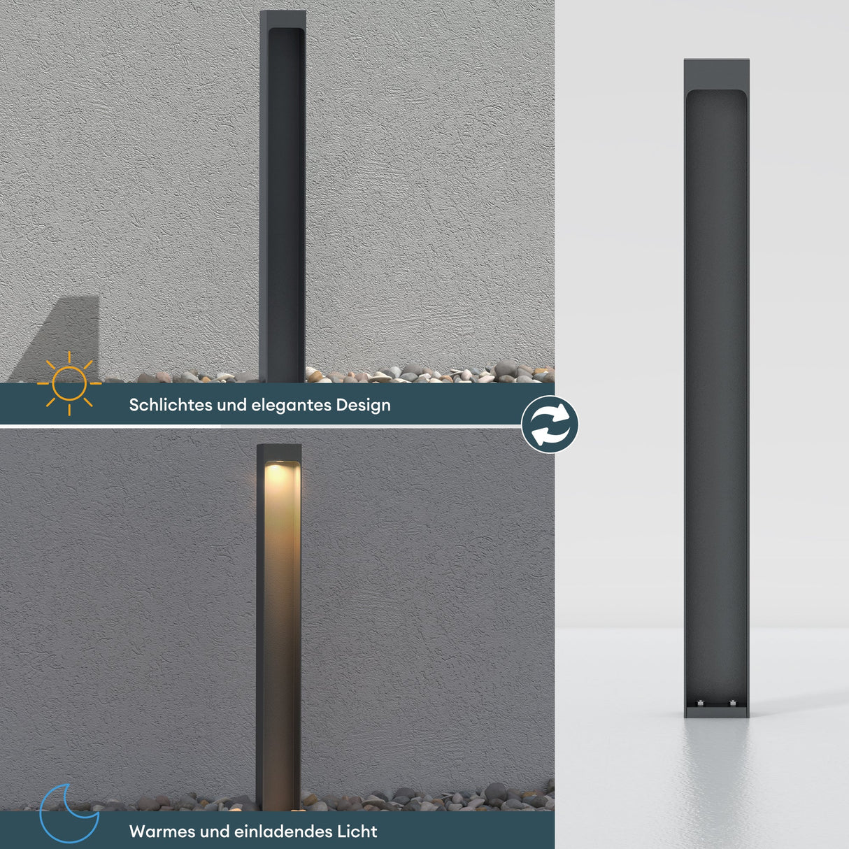 éclairage extérieur glasvilla IP65 éclairage de chemin extérieur | Borne d'éclairage extérieure pour jardin, lampadaire de jardin 3000K | Lampadaire d'extérieur 5W BaldersLights 