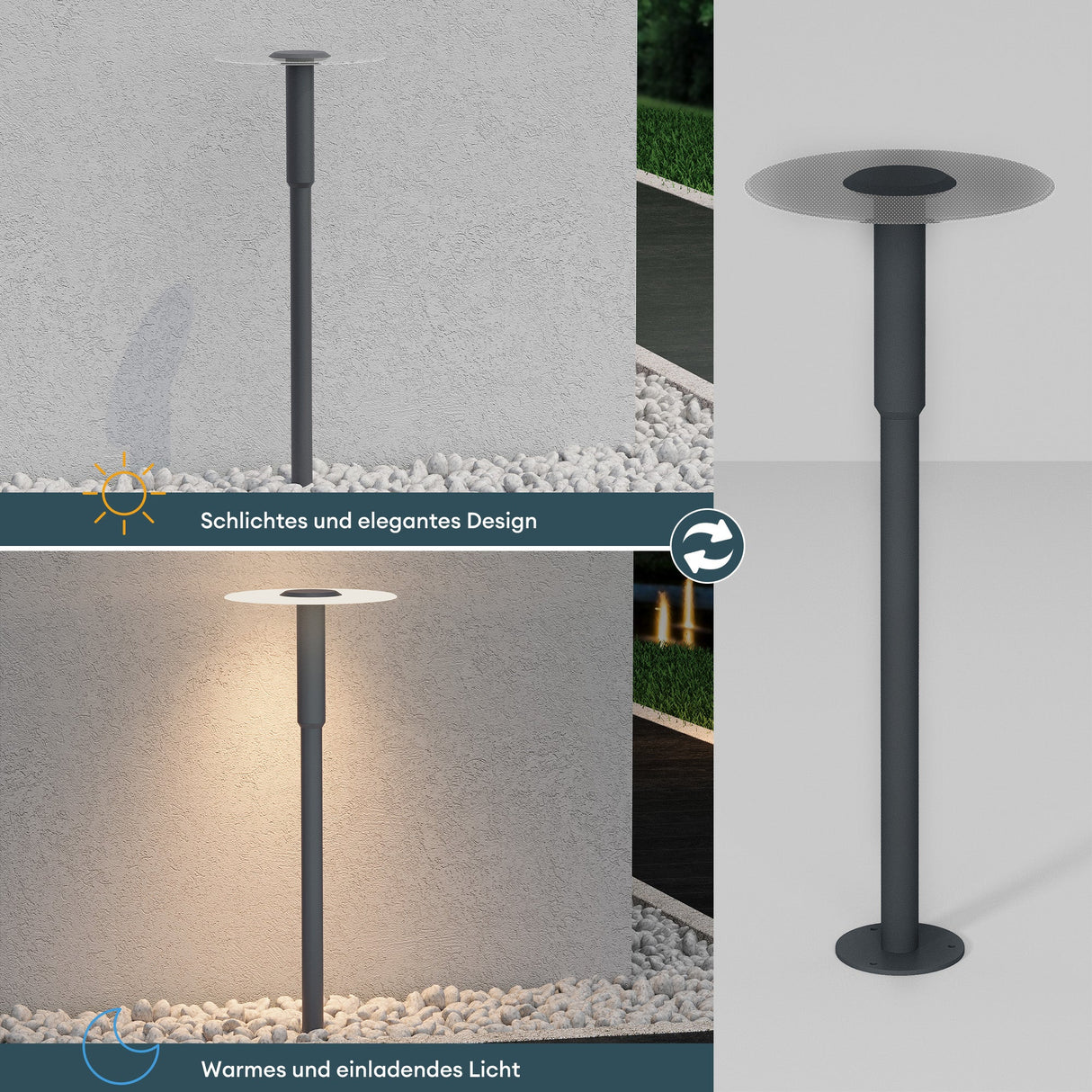 Luminaire extérieur glasvilla ⌀300xH804mm IP65 éclairage de chemin extérieur | Borne lumineuse pour jardin, lampadaire 3000K, lampe de jardin | Lampadaire d'extérieur 6W StellaeLights 